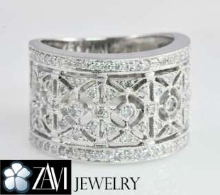 65ct Art Deco Diamond Wedding Band Ring 18K Size 6  