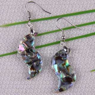 New Zealand Abalone Shell Beads Dangle Earrings LU173  