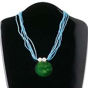 Multi strand turquise blue/green capiz shell necklace  