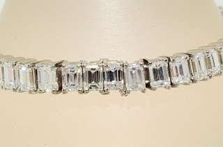   25.65CT EMERALD CUT DIAMOND TENNIS BRACELET PLATINUM VVS  