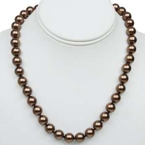  18 Brown 10mm Mop Shell Pearl Necklace With Metal Clasp Jewelry