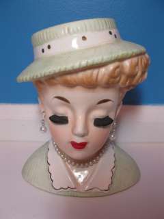 Vintage Inarco 1963 Headvase Vase Lady E 969 Jewelry Hat/Pearl 