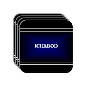 Personal Name Gift   ICHABOD Set of 4 Mini Mousepad Coasters (black 