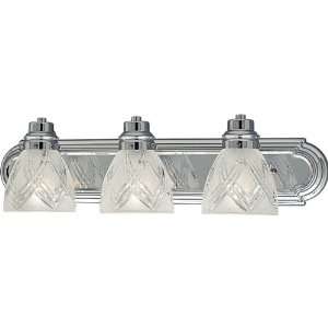   Bracket with Partially Etched Crystal Clear Cut Glass, Polished Chrome