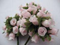 12 Pink Silk Rose Buds Flower 4 Stem/leaf Lt.Pink  