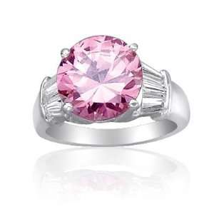    Pink CZ Sterling Silver Baguette Ring   6 TrendToGo Jewelry