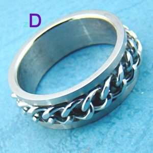  Unique Mens Stainless 316L Steel Groove Chain Ring Fashion Jewelry