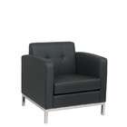   Products Sofa Arm Chair with Button Tufted Back in Black Faux Leather