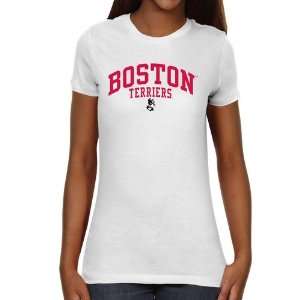  Boston Terriers Ladies Team Arch Slim Fit T Shirt   White 