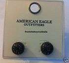   eagle outfitters ae ladies women charcoal rhinestone stud earrings