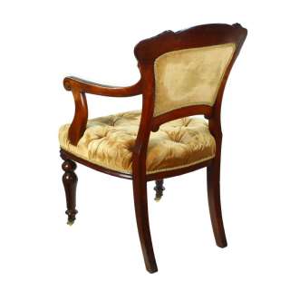   Nouveau Victorian Antique Carved Mahogany Carver Armchair Desk Chair