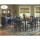 height dining set with faux marble top in black metal finish