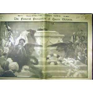  1901 Queen Victoria Funeral Death Royal Old Print