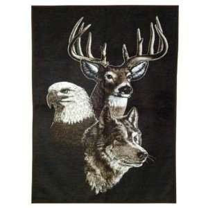  Natures Friends Throw Blanket (With Eagle, Deer, and Wolf 