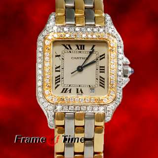   Midsize Panthere Diamond 18K Gold/SS Two Tone 3 Row Panther Watch
