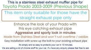 Stainless Exhaust Pipe Muffler Tip Toyota Prado 120  