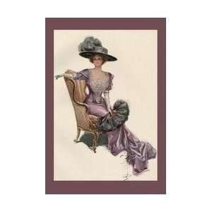  Woman with Ostrich Fan 12x18 Giclee on canvas
