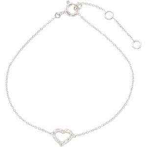  Diamond Heart Bracelet in 14k White Gold Jewelry