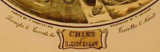 Vintage TURNIPS & CARROTS HO CRIES OF LONDON TRANSFER PLATE Adams