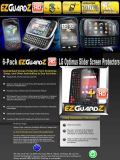6X EZ HD LG Optimus Slider LS700 Clear LCD Screen Protector Cover Skin 