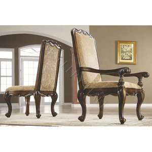Wooden Trellis Dining Chairs Set Mahogany Upholstered  