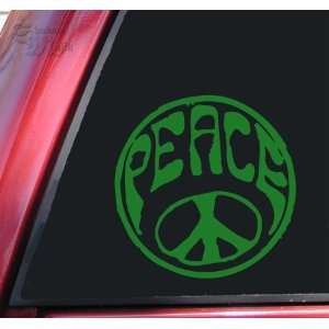  Hippy Peace Sign Green Vinyl Decal Sticker Automotive