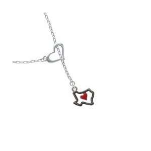  Open Rope Texas with Red Heart Heart Lariat Charm Necklace 