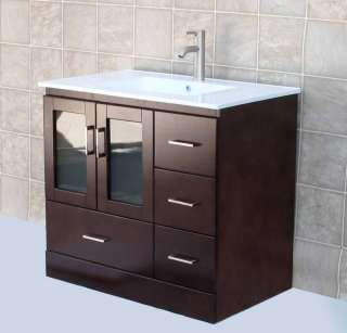 36 Bathroom Vanity Cabinet Ceramic Top Sink Faucet MCT  