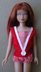 1963 BARBIES LITTLE SISTER SKIPPER DOLL,RED HAIR,ORIGINAL OUTFIT,CASE 