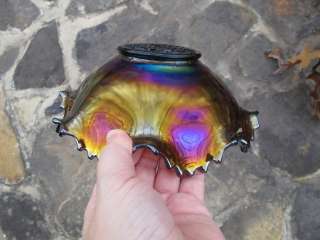 Antique IMPERIAL ELECTRIC AMETHYST SCROLL EMBOSSED Carnival Glass Bowl 