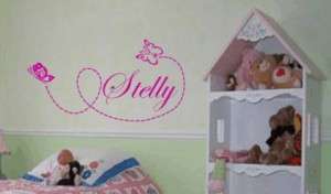 Butterfly with name wall sticker decal kid room decor  