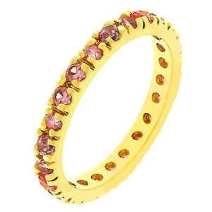  Rose Gold Bonded Eternity Ring with Channel Set Pink Ice Cz in Gold 