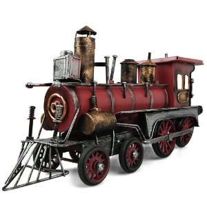  Vintage Hand made Metal Red Wrought Iron Train Toy Model 
