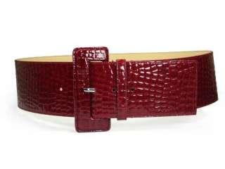 Inch Wide High Waist Croco Print Patent Leather Fashion Belt  
