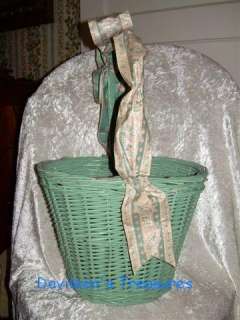 Large Wicker Basket with Stiffened Ribbon on Handle  