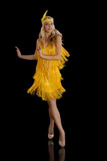 Fringe Flapper Dress. 1920s Charleston. Ladies. Yellow. New  