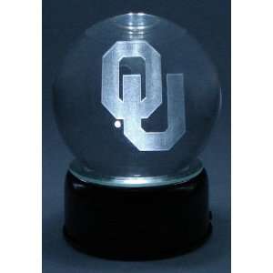 Oklahoma U Logo Etched In Crystal, Base Musical And Lit. Schools 