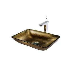 Vigo Industries Rectangular Copper Vessel Sink & Modern Faucet VGT155 