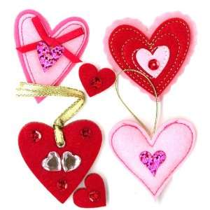  Jolees Boutique Parcel Felt Valentine Hearts Dimensional 