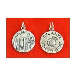 Sterling Silver Charm, Atlanta Coin Charm, 3/4 inch, 3 grams, Satin 