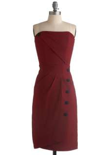  Jitters Dress   Red, Solid, Buttons, Sheath / Shift, Strapless 
