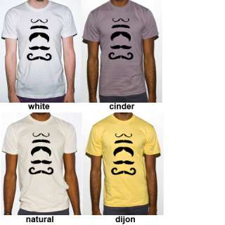 American Apparel Organic T Shirt w/ Moustaches Mustache  