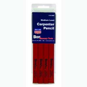   589 7 Inch Carpenter Pencil, Black Hard Lead with Red Casing, 12 Pack