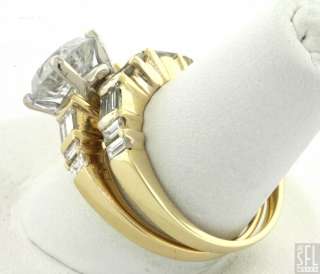   GOLD 3.71CT DIAMOND WEDDING RING SET W/2.43CT CENTER SIZE 6.25  