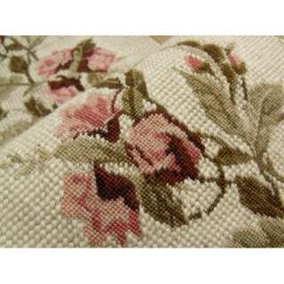   40 Long COMPLETED Needlepoint Canvas Pink Flowers PETIT POINT  