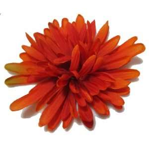  Large Orange Mum Flower Hair Clip and Pin 