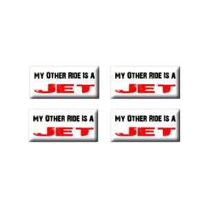   Vehicle Car Is A Jet Airplane 3D Domed Set of 4 Stickers Automotive
