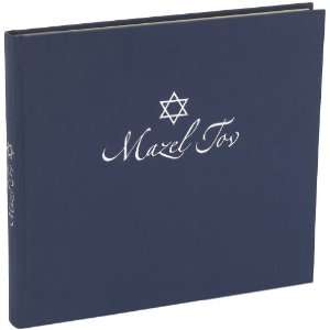 Semikolon Classic Linen Guest Book, Mazel Tov, Silver 