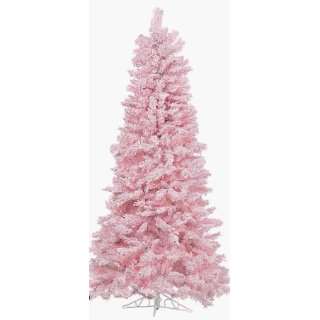   Growth C 8693   4 Foot Pink Flocked Slim Pine Tree   Pink Lights