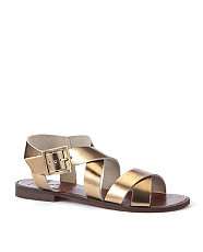 Gold (Gold) Ravel Gold Leather Buckle Sandal  246555593  New Look